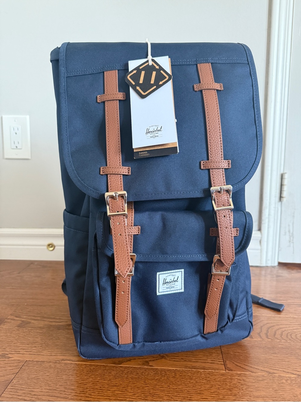 Herschel Supply Company Navy Backpack with Brown Straps